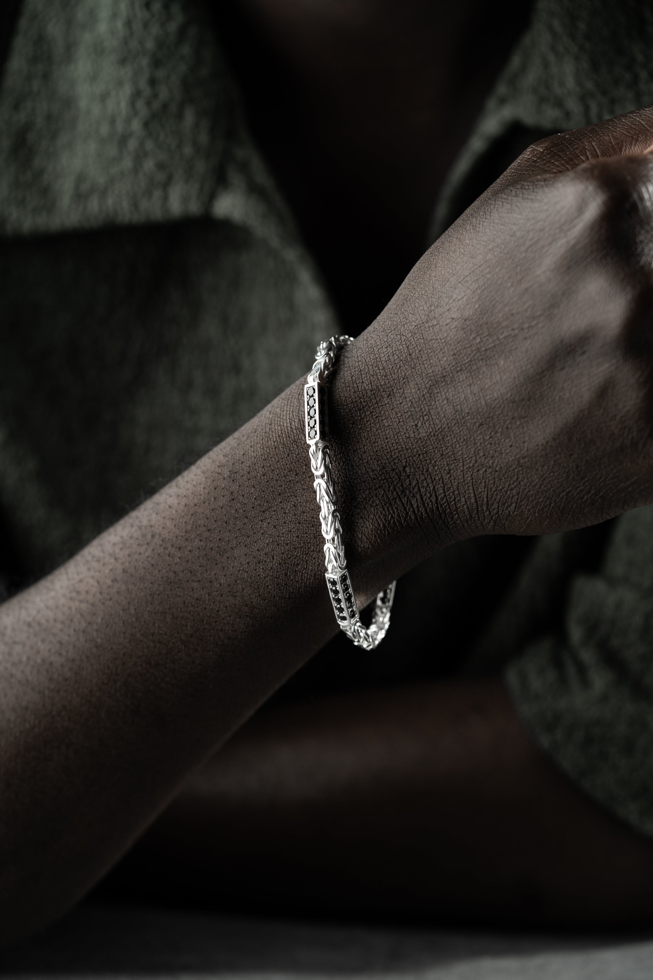 KING ARMBAND SVART RHINESTENES 5MM | 925 SILVER