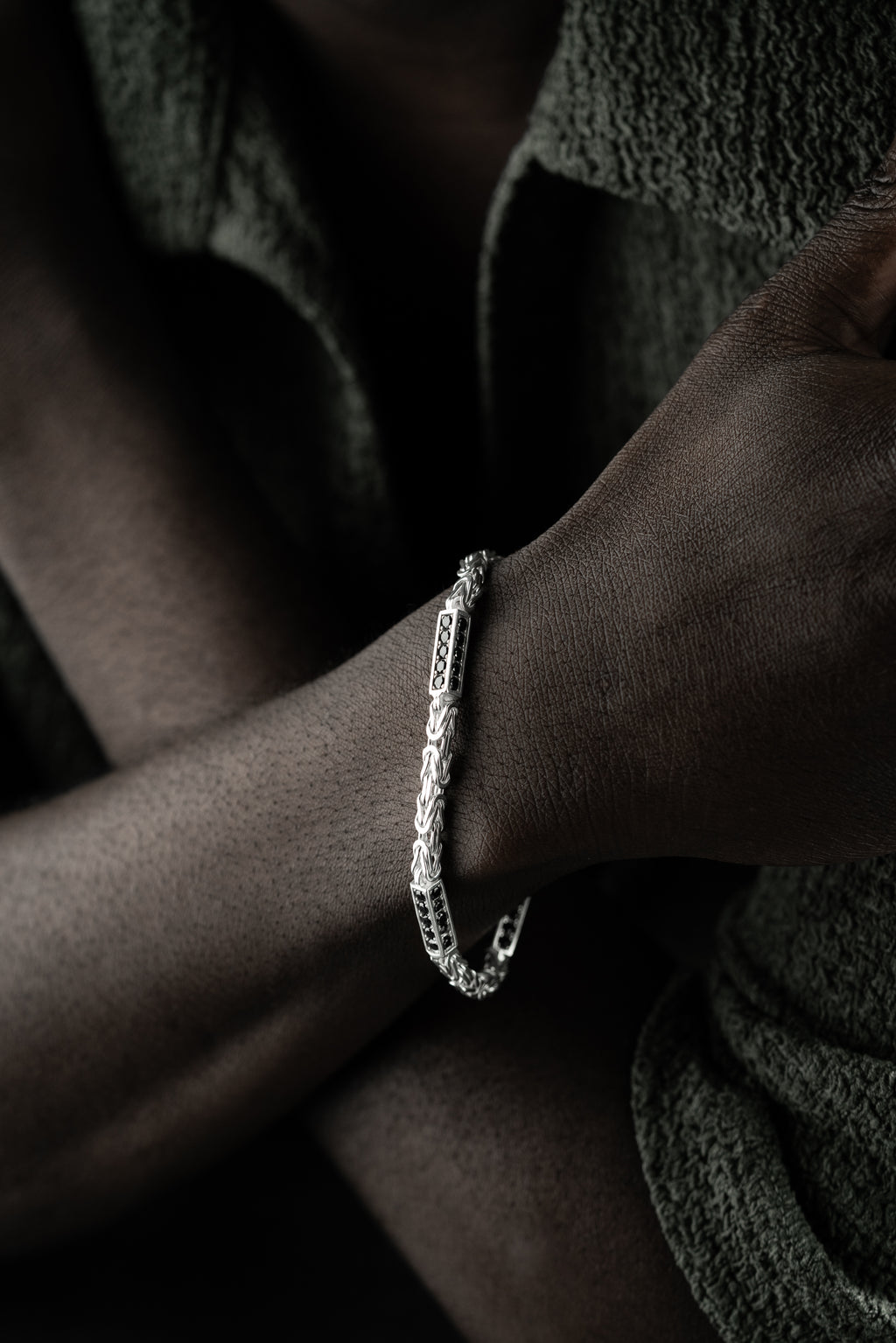 KING ARMBAND SVART RHINESTENES 5MM | 925 SILVER