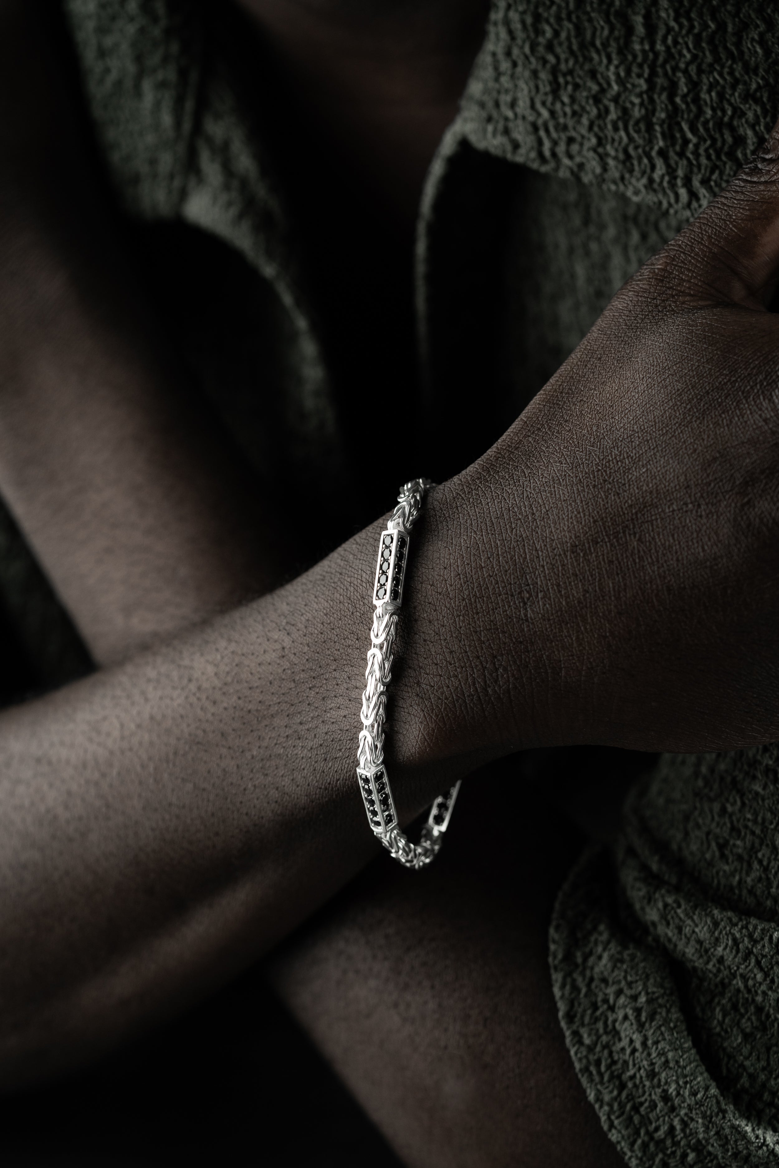 KING ARMBAND SVART RHINESTENES 5MM | 925 SILVER