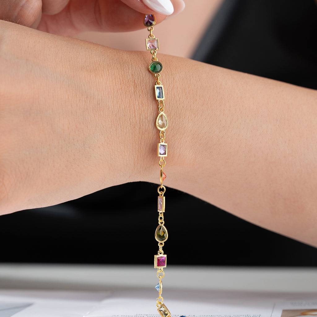 ASYMMETRISKA FÄRGADE ARMBAND | 925 SILVER