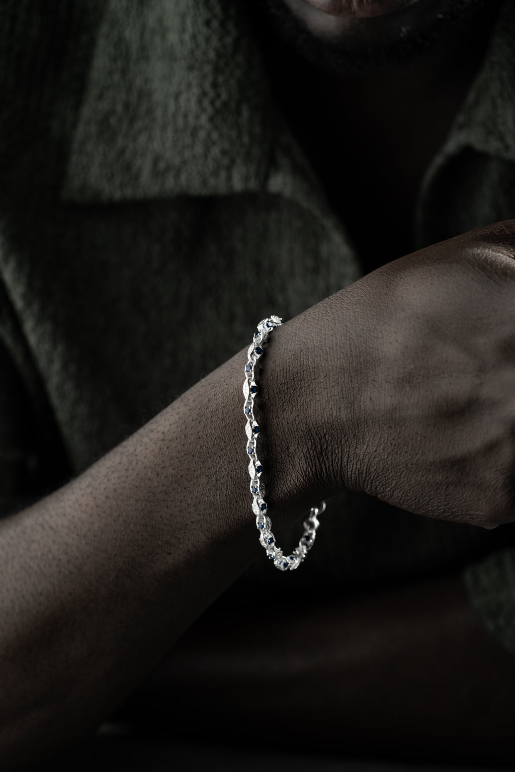 ANCHOR BLÅ DIAMANTARMBAND 5MM | 925 SILVER