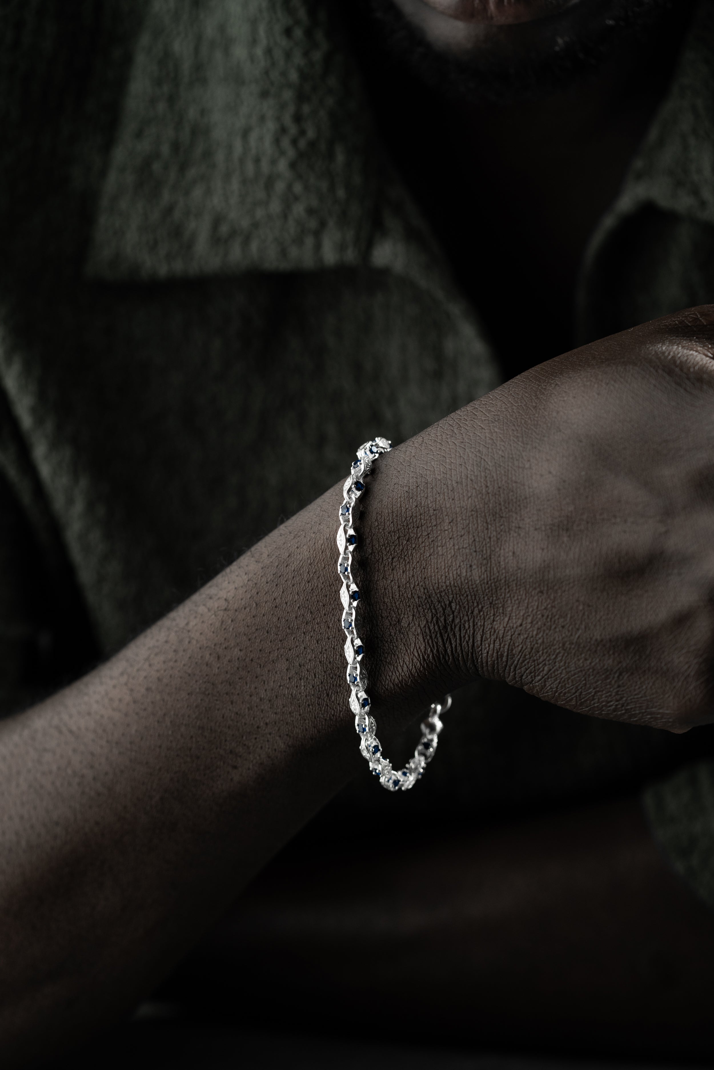 ANCHOR BLÅ DIAMANTARMBAND 5MM | 925 SILVER