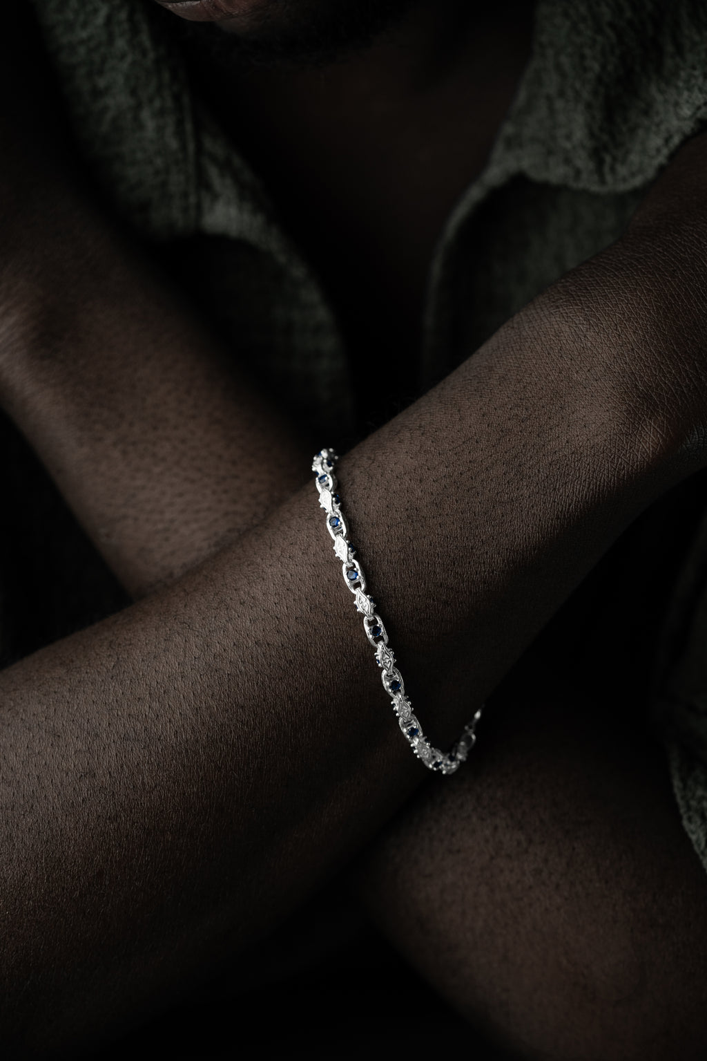 ANCHOR BLÅ DIAMANTARMBAND 5MM | 925 SILVER