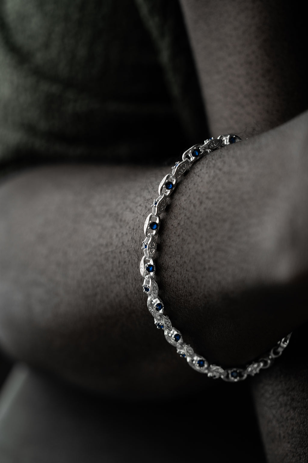 ANCHOR BLÅ DIAMANTARMBAND 5MM | 925 SILVER