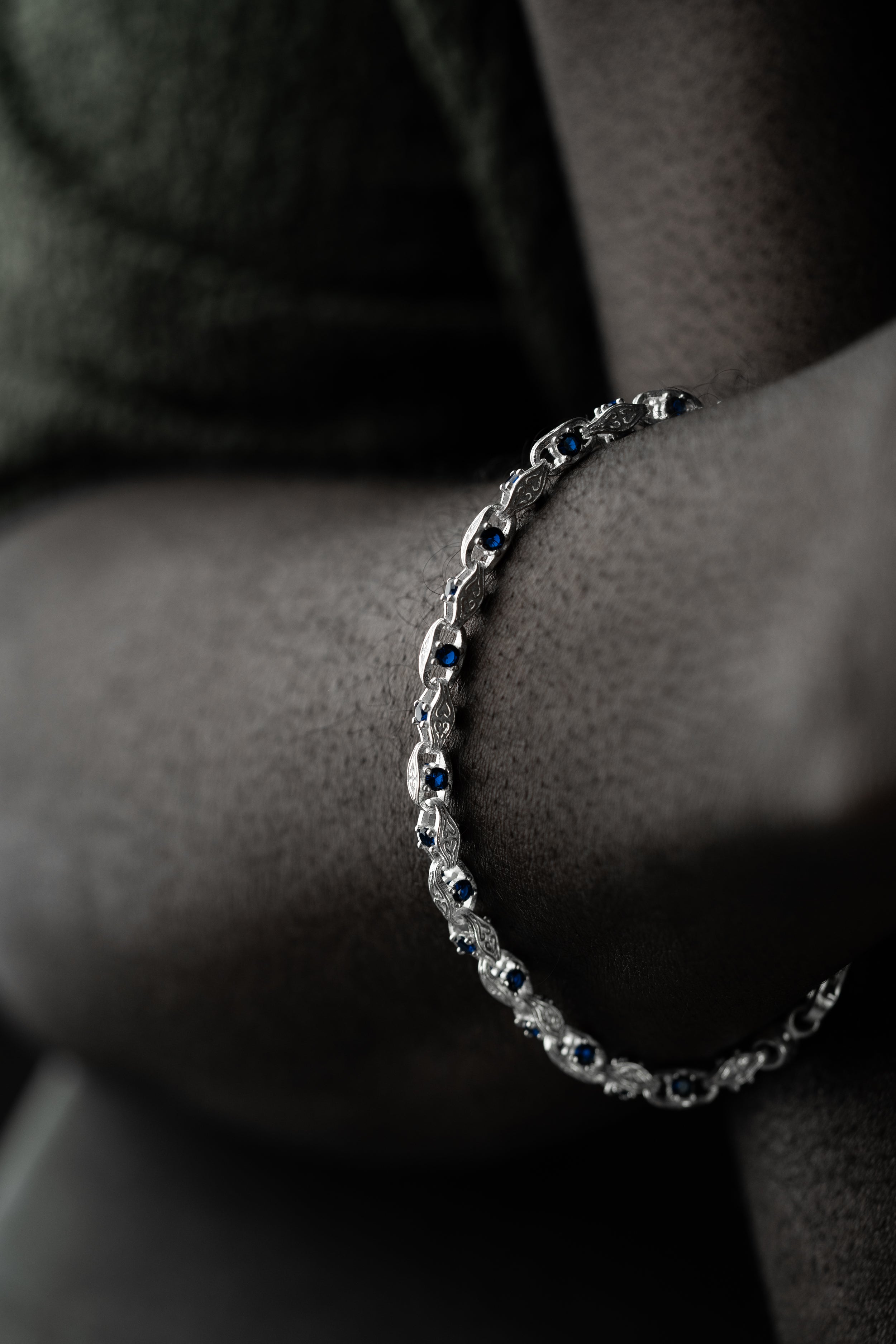 ANCHOR BLÅ DIAMANTARMBAND 5MM | 925 SILVER