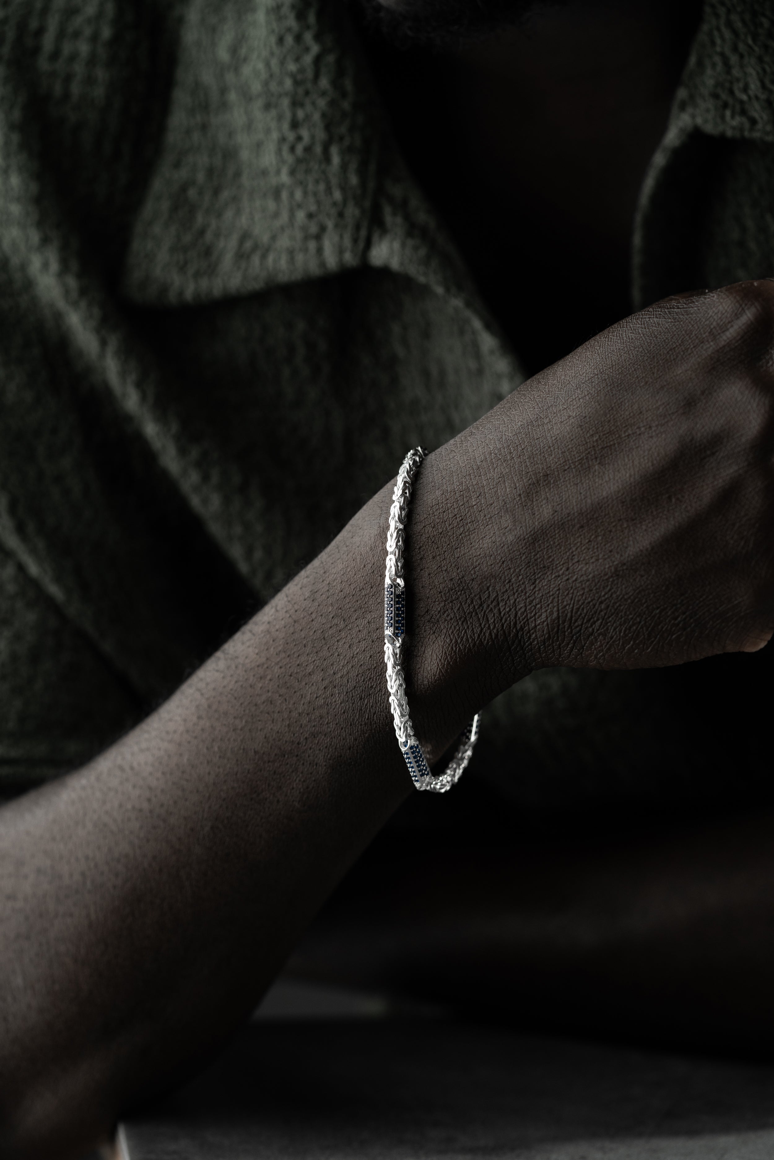 KING ARMBAND BLÅ RINESTENAR 5MM | 925 SILVER