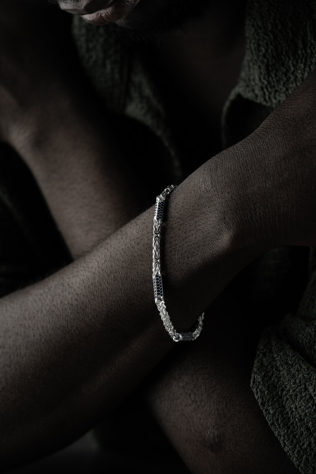 KING ARMBAND BLÅ RINESTENAR 5MM | 925 SILVER