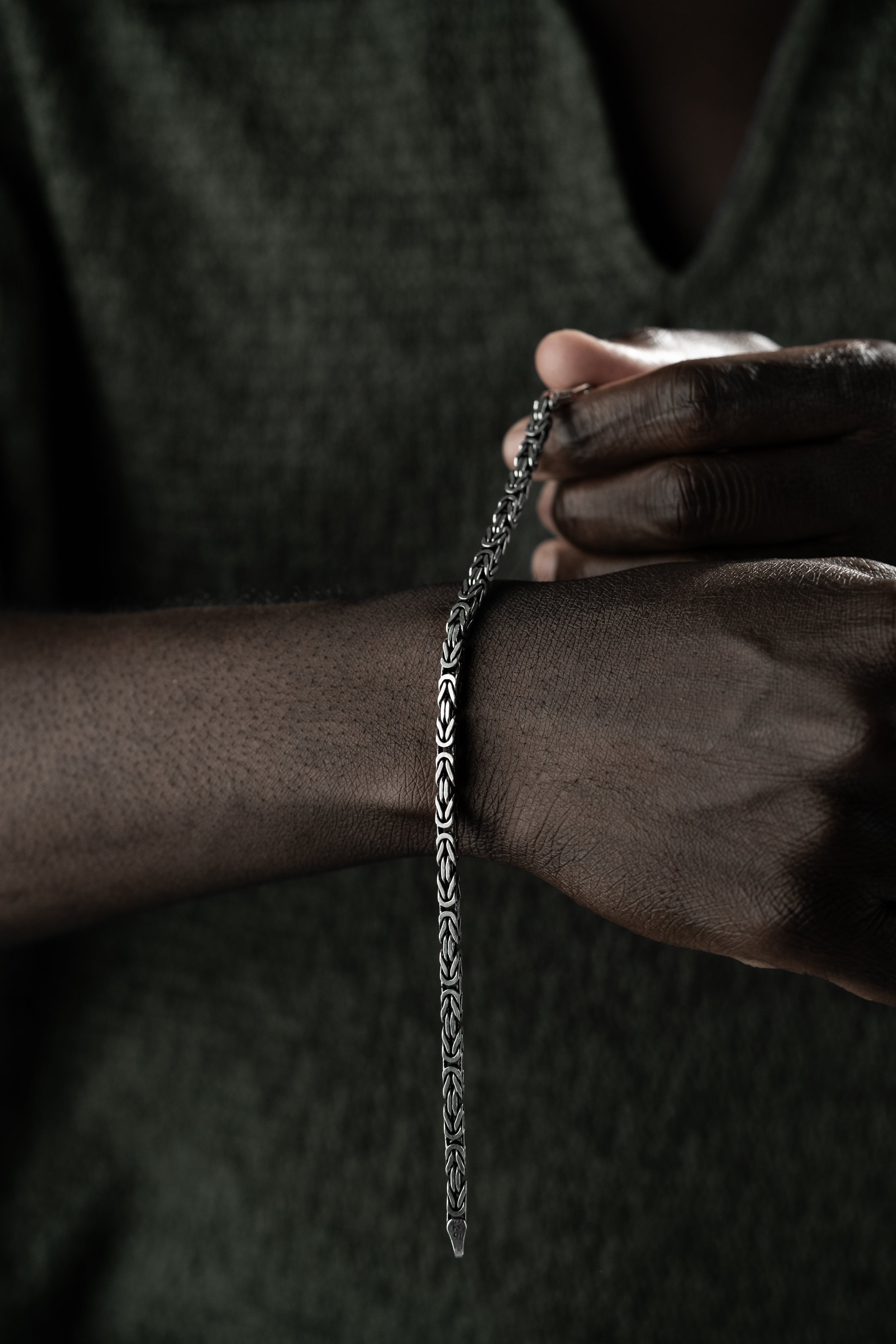 KING ARMBAND KVADRAT OXIDHJUL 5MM | 925 SILVER