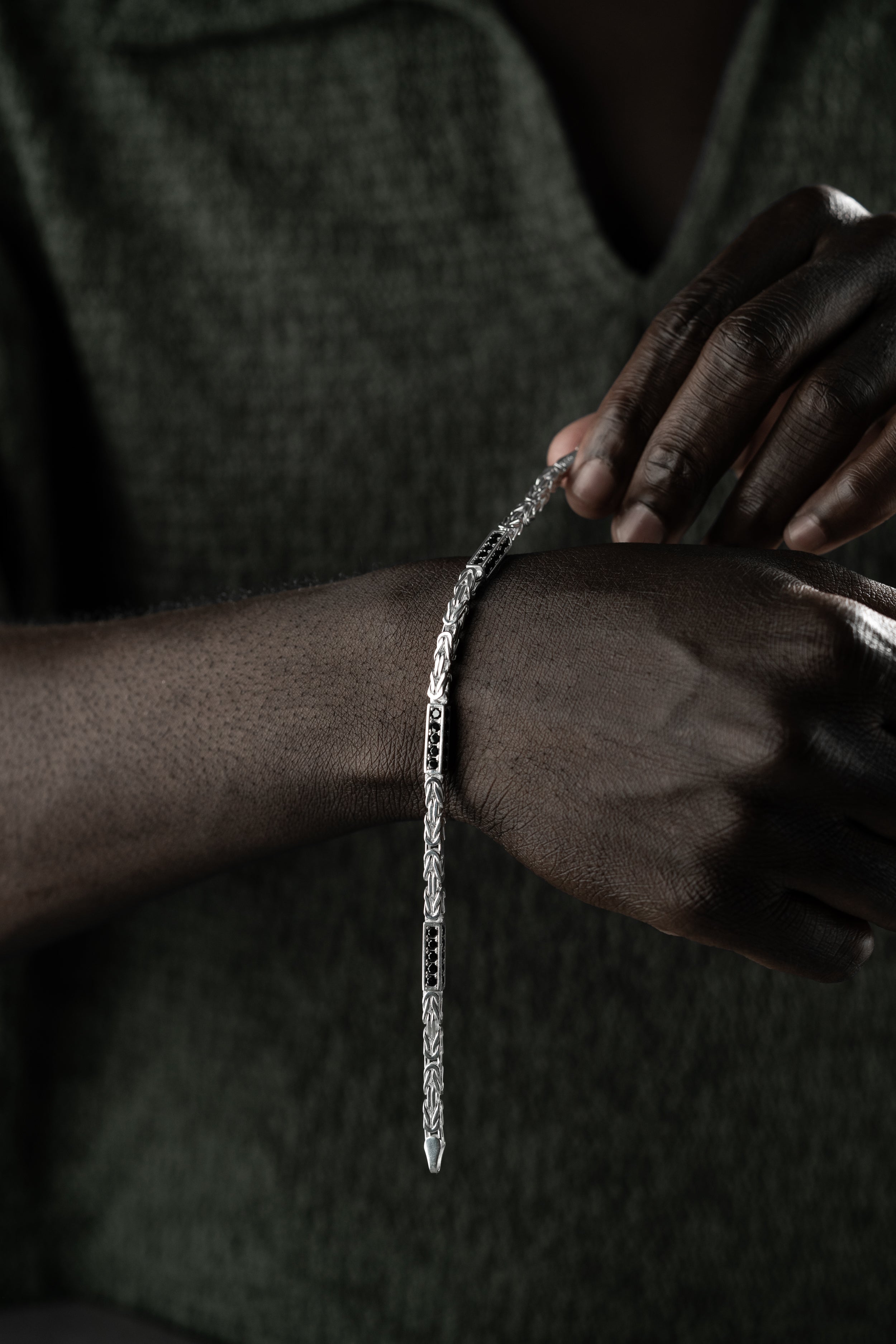 KING ARMBAND SVART RHINESTENES 5MM | 925 SILVER