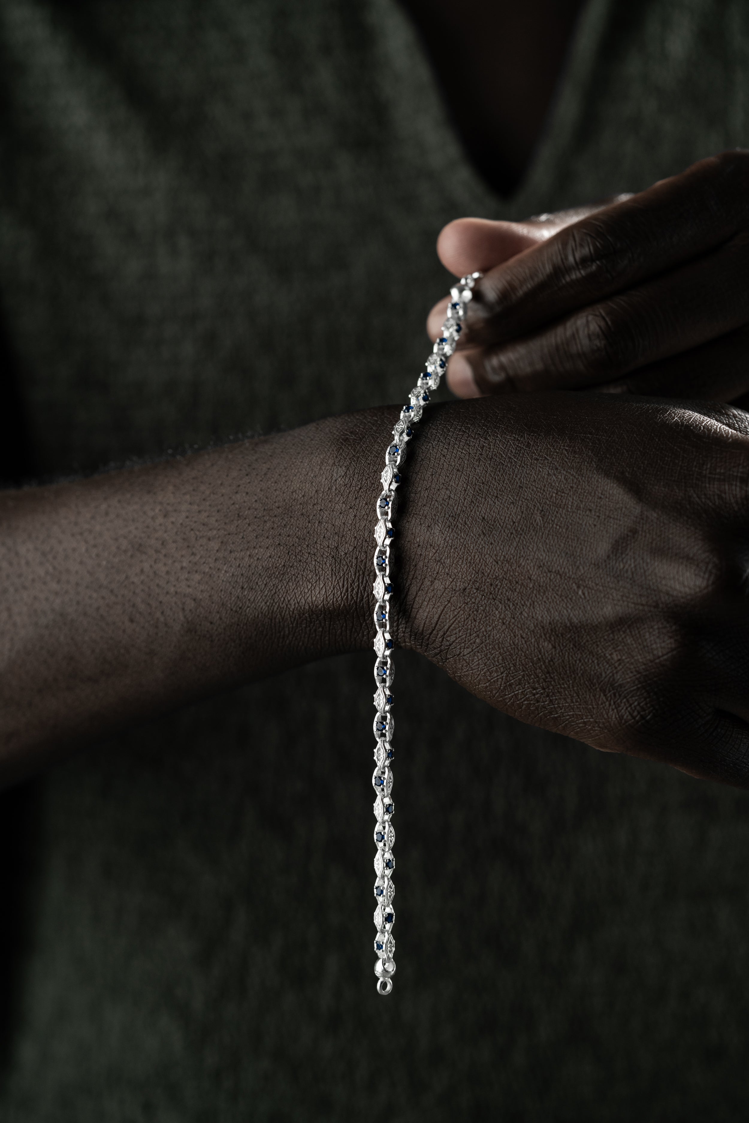 ANCHOR BLÅ DIAMANTARMBAND 5MM | 925 SILVER