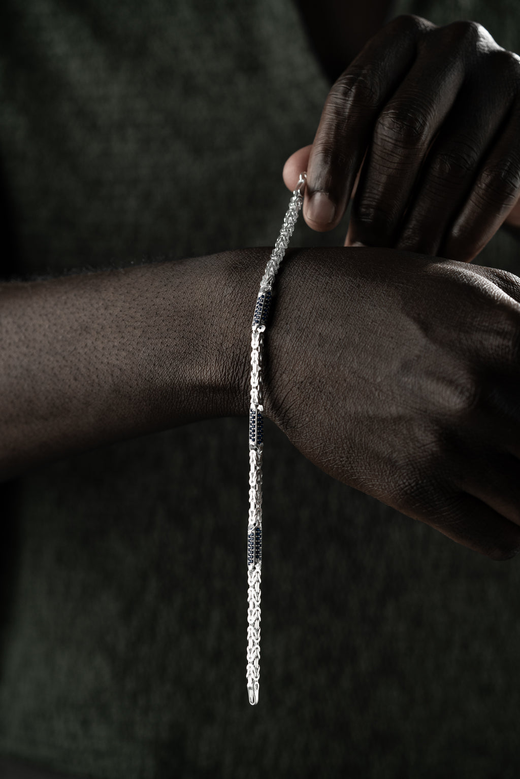 KING ARMBAND BLÅ RINESTENAR 5MM | 925 SILVER