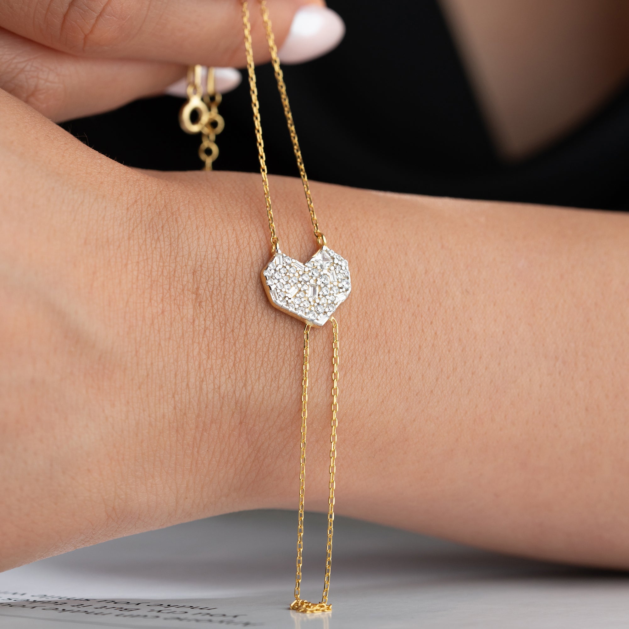 STORT HJÄRTA HANDKEDJA | 925 SILVER