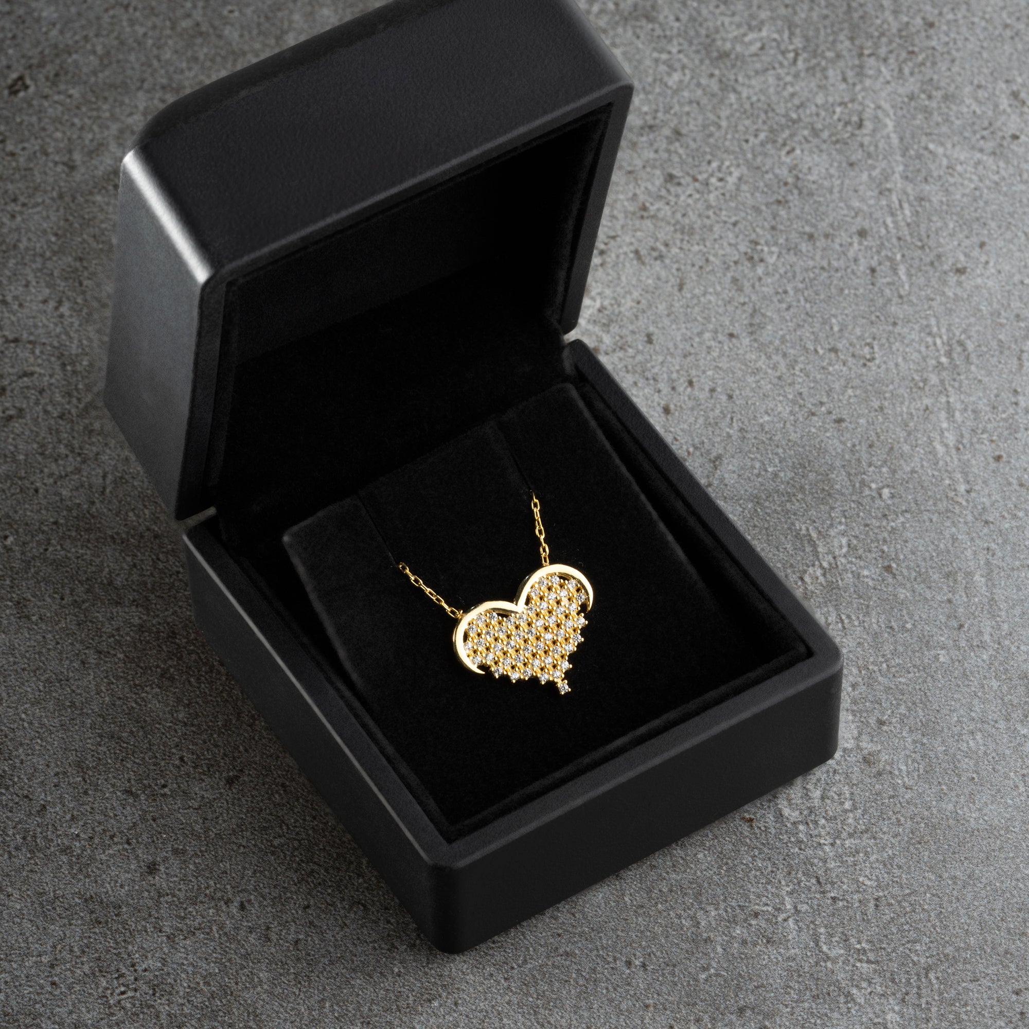 HJÄRTA KRAGE RHINESTONE STEN | 925 SILVER