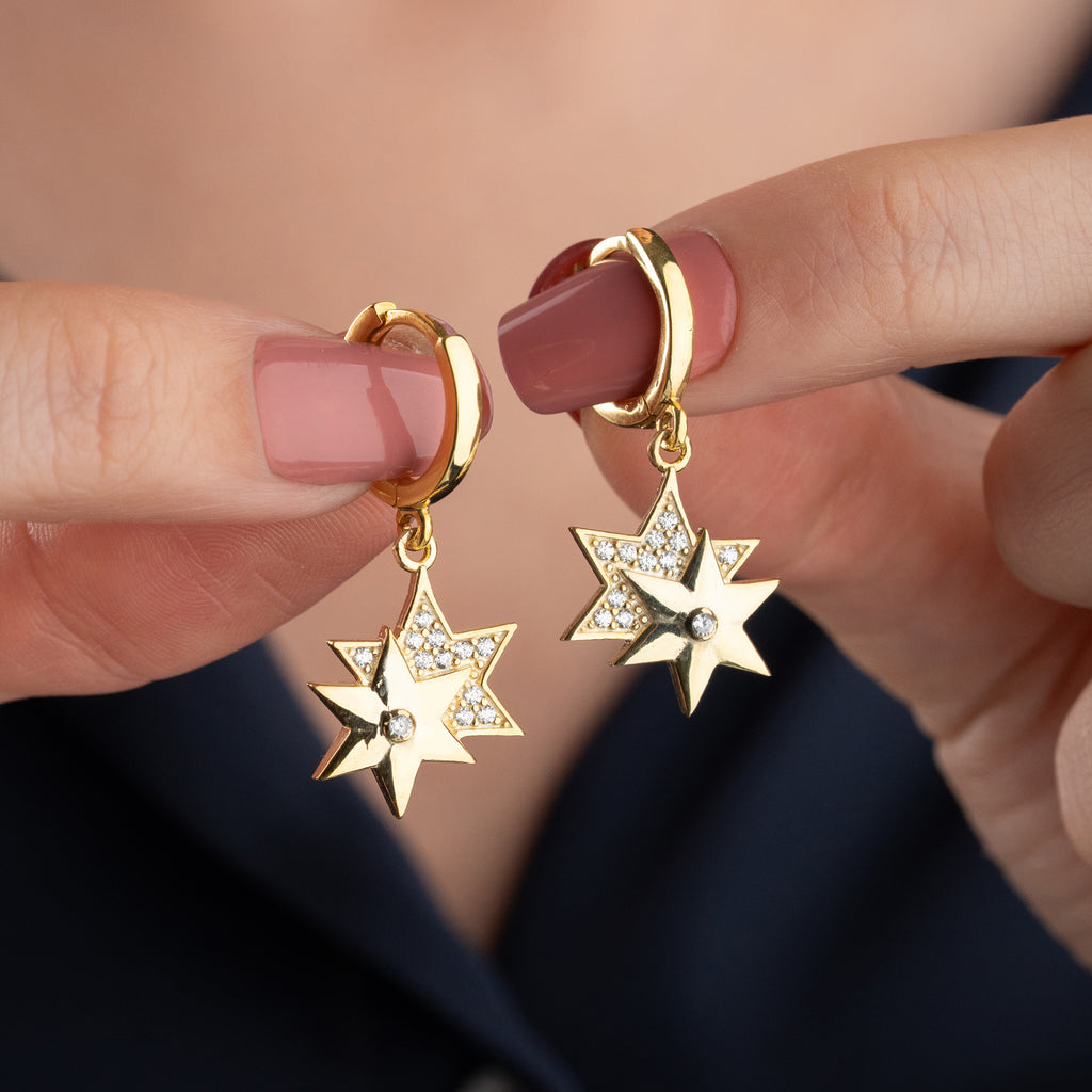 DUBBELSTJÄRNÖRÖRHÄNGEN | 925 SILVER