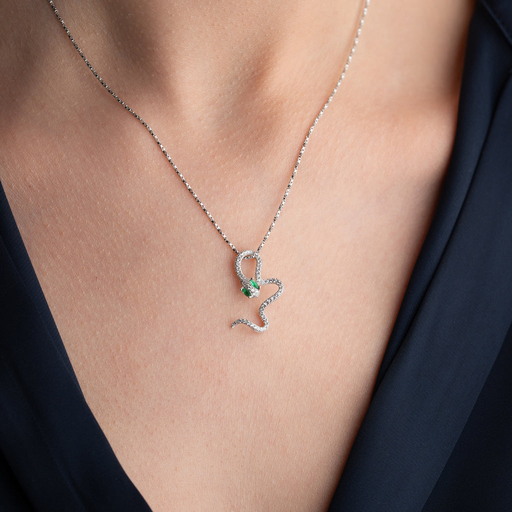 GRÖNT ORMHALSHALSBRÅD | 925 SILVER