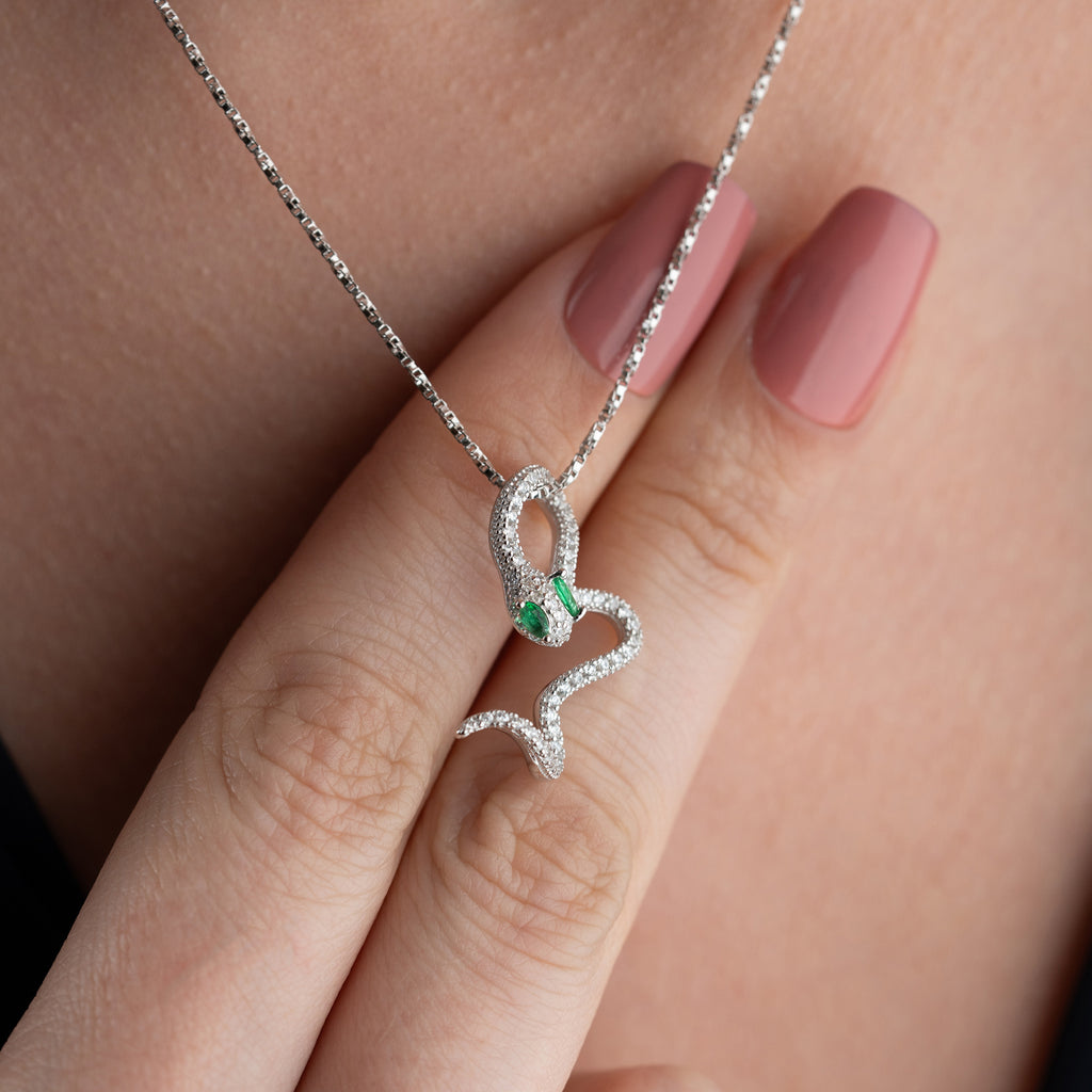 GRÖNT ORMHALSHALSBRÅD | 925 SILVER