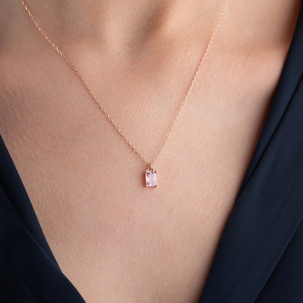 ROSA BAGUETTEHALSBAND | 925 SILVER