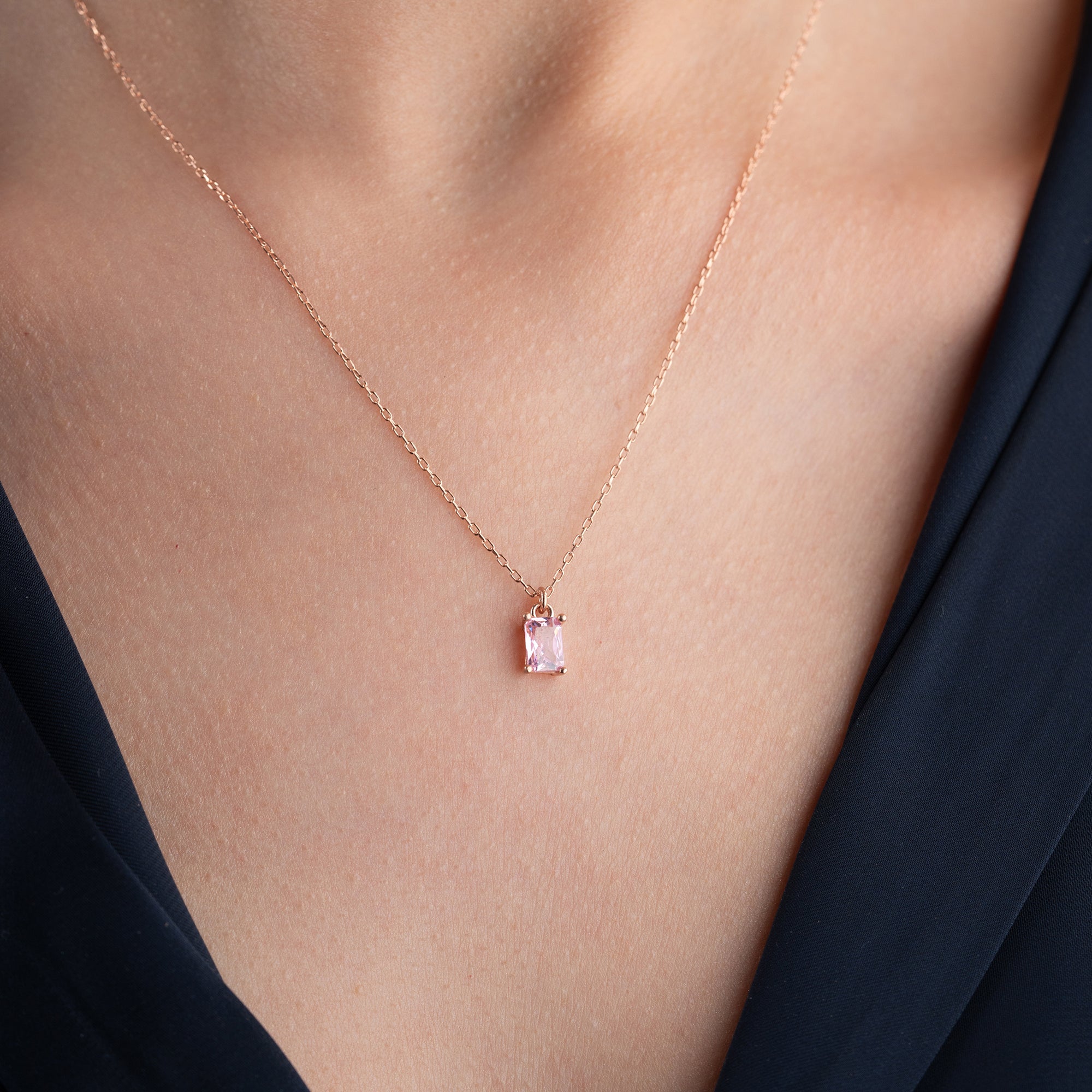 ROSA BAGUETTEHALSBAND | 925 SILVER