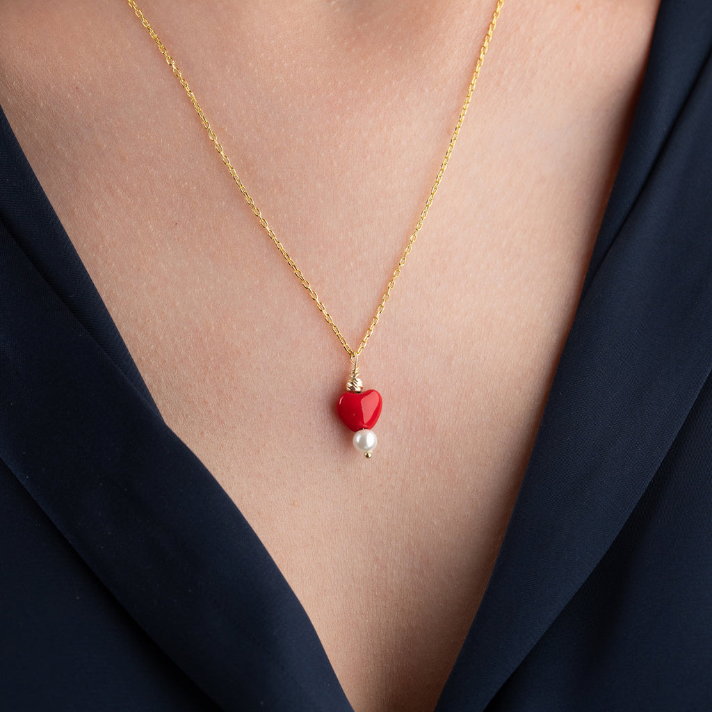 HJÄRTA PÄRL KRAGE | 925 SILVER