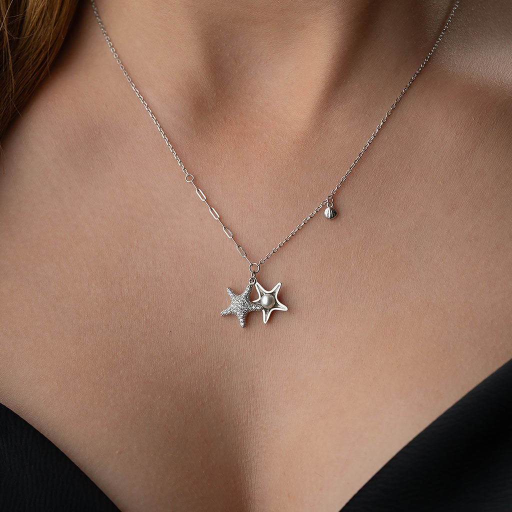 STJÄRNA PERAL KEDJA | 925 SILVER 