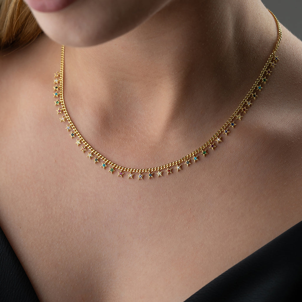 MIE STERN FÄRGfullt HALSHALSE | 925 SILVER 