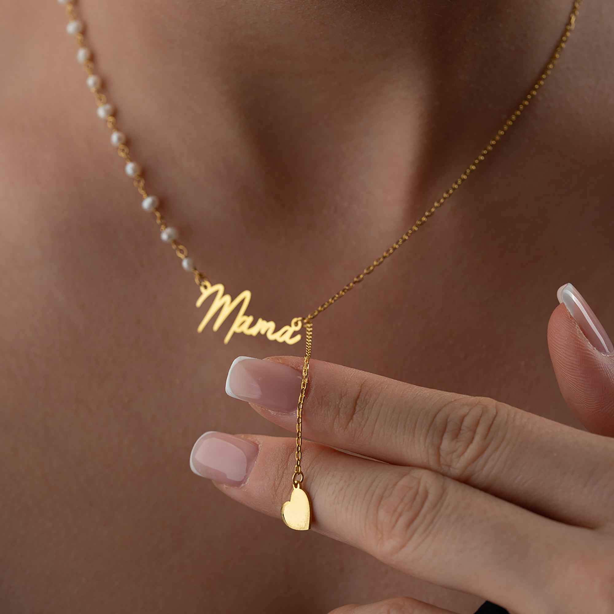 PÄRLHJÄRTA NAMNKRAGE | 925 SILVER 