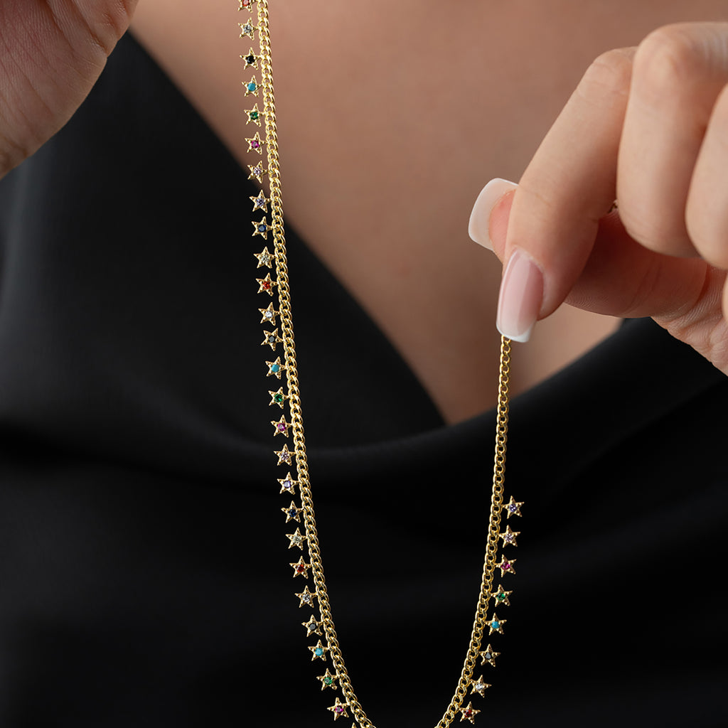 MIE STERN FÄRGfullt HALSHALSE | 925 SILVER 