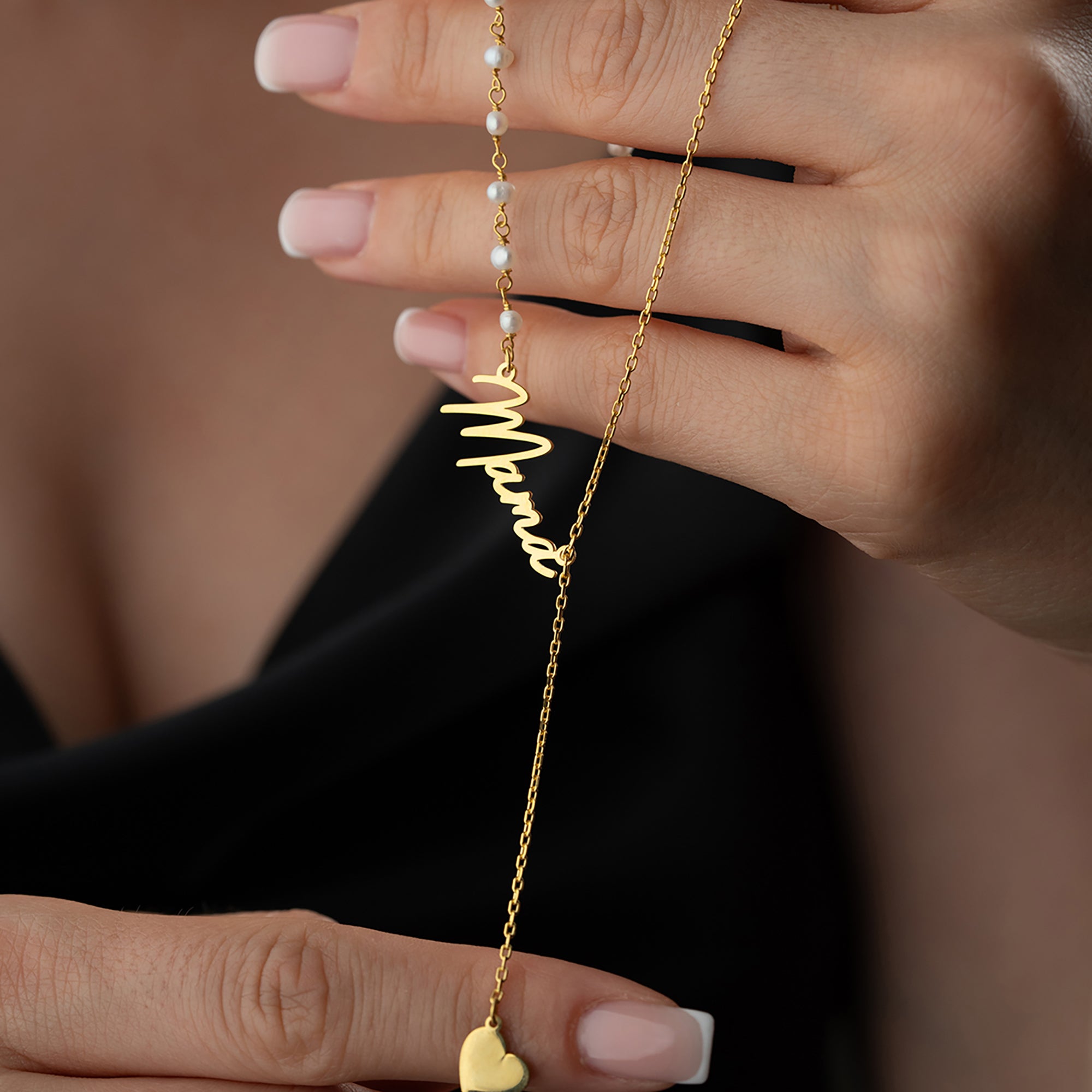 PÄRLHJÄRTA NAMNKRAGE | 925 SILVER 