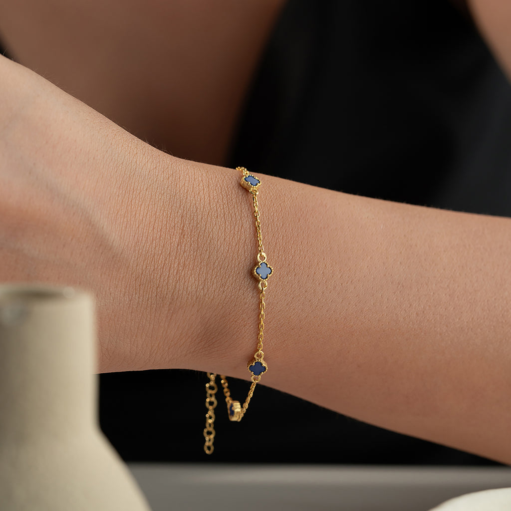 MINIMALT BLÅKLÖVER-ARMBAND | 925 SILVER