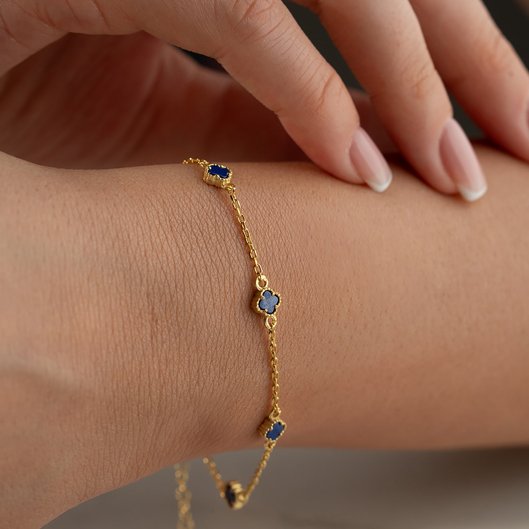 MINIMALT BLÅKLÖVER-ARMBAND | 925 SILVER