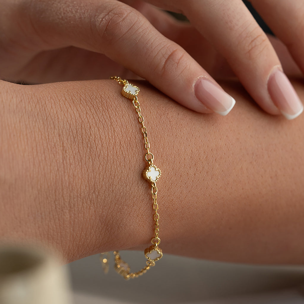 MINIMALT VITKLÖVERARMBAND | 925 SILVER