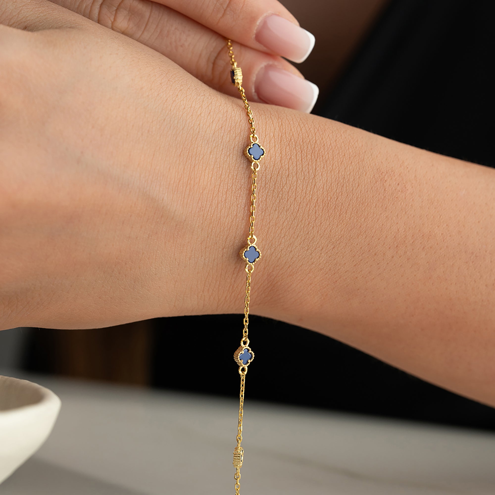 MINIMALT BLÅKLÖVER-ARMBAND | 925 SILVER