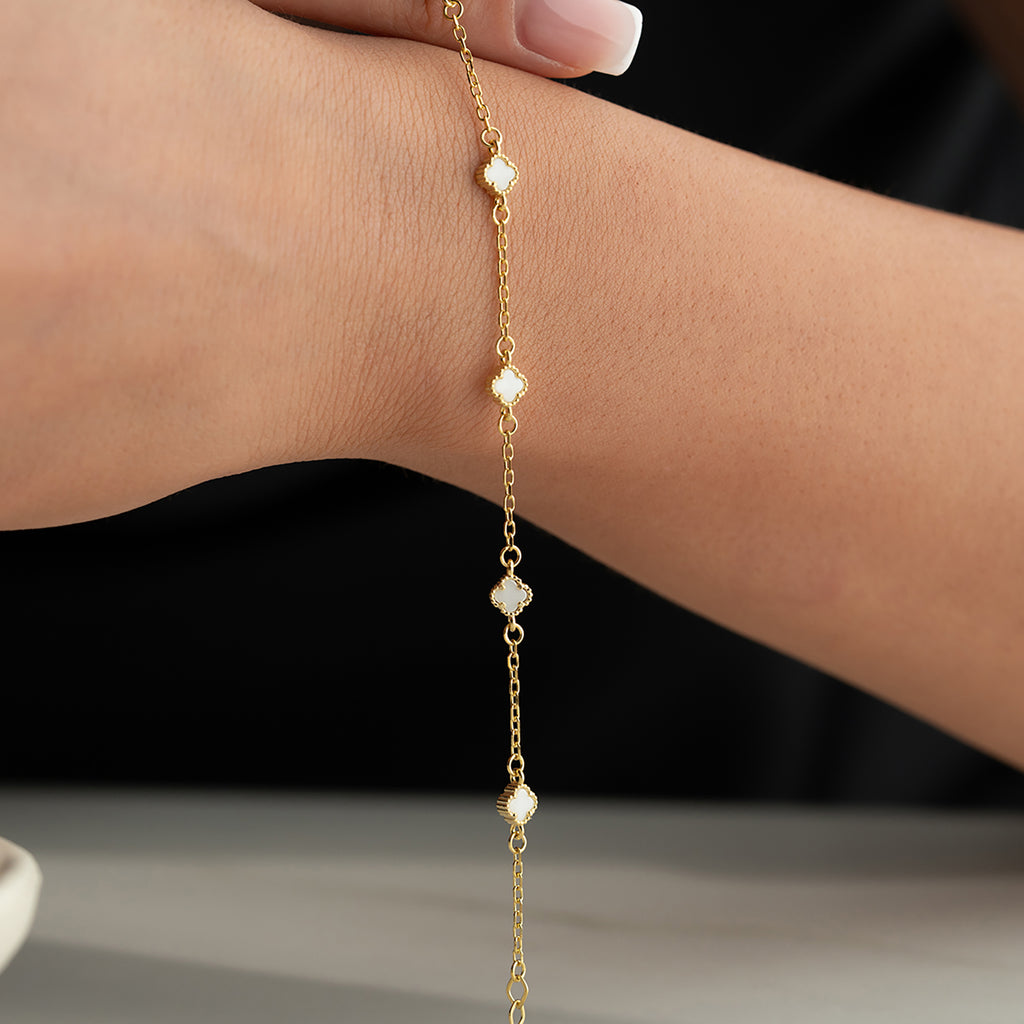 MINIMALT VITKLÖVERARMBAND | 925 SILVER