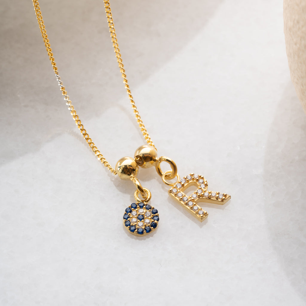 EVIL EYE INITIAL HALSBAND | 925 SILVER