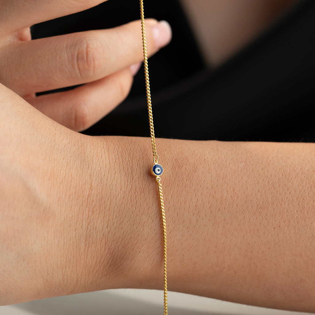 MINI MÖRKBLÅT NAZAR ARMBAND | 925 SILVER