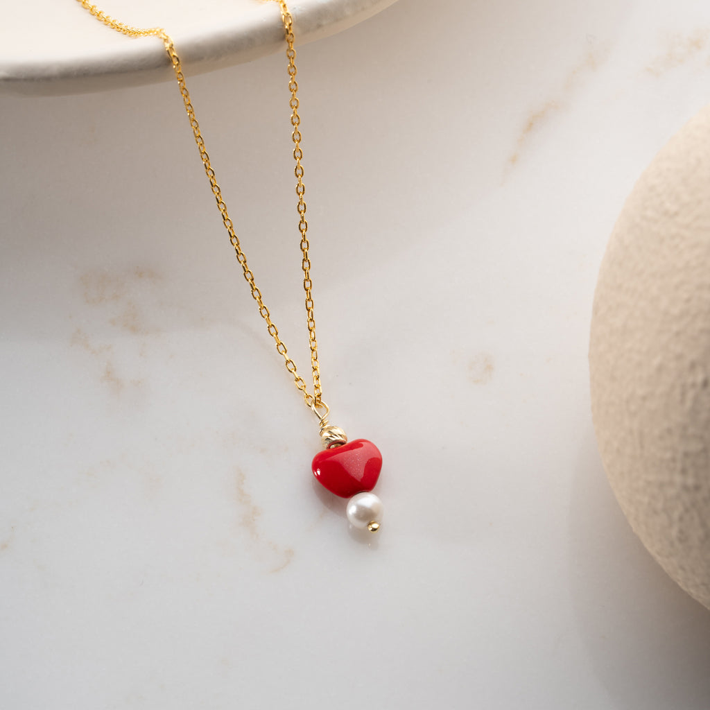 HJÄRTA PÄRL KRAGE | 925 SILVER