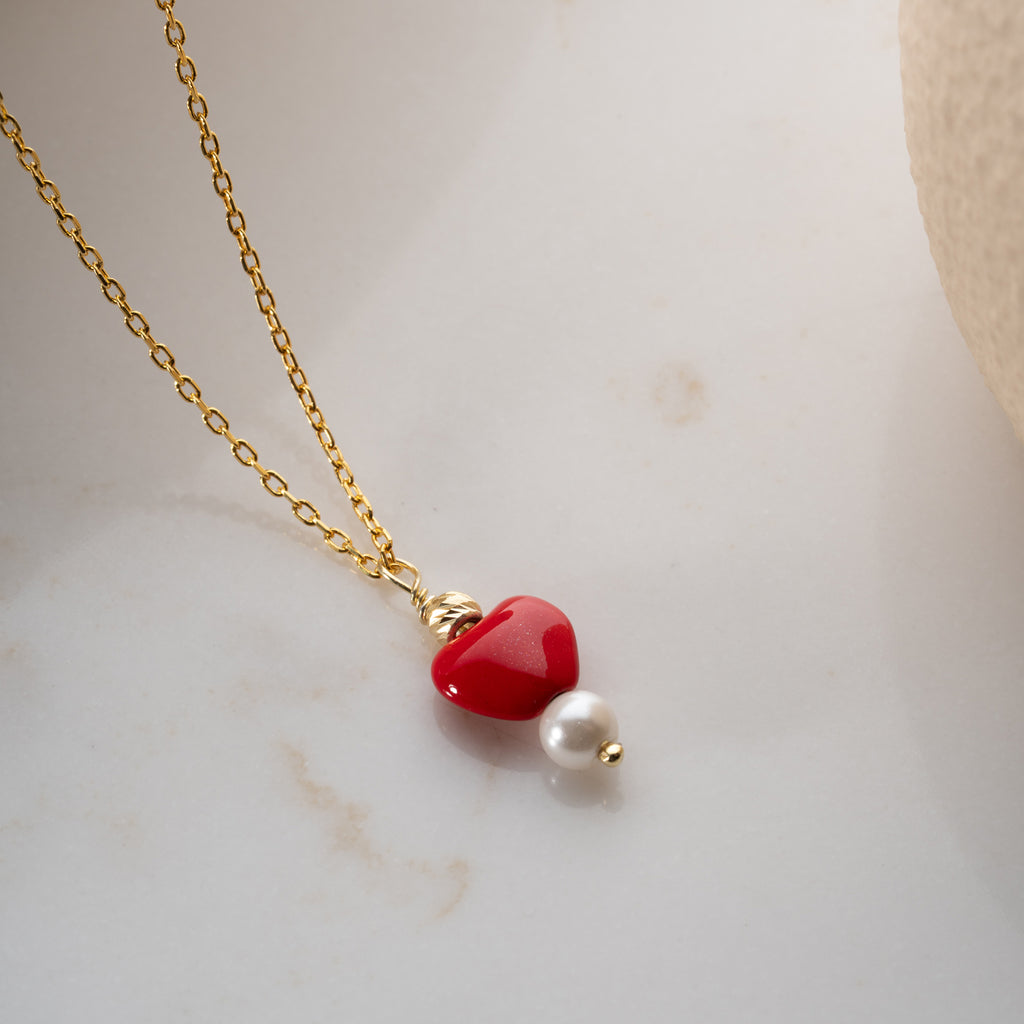 HJÄRTA PÄRL KRAGE | 925 SILVER