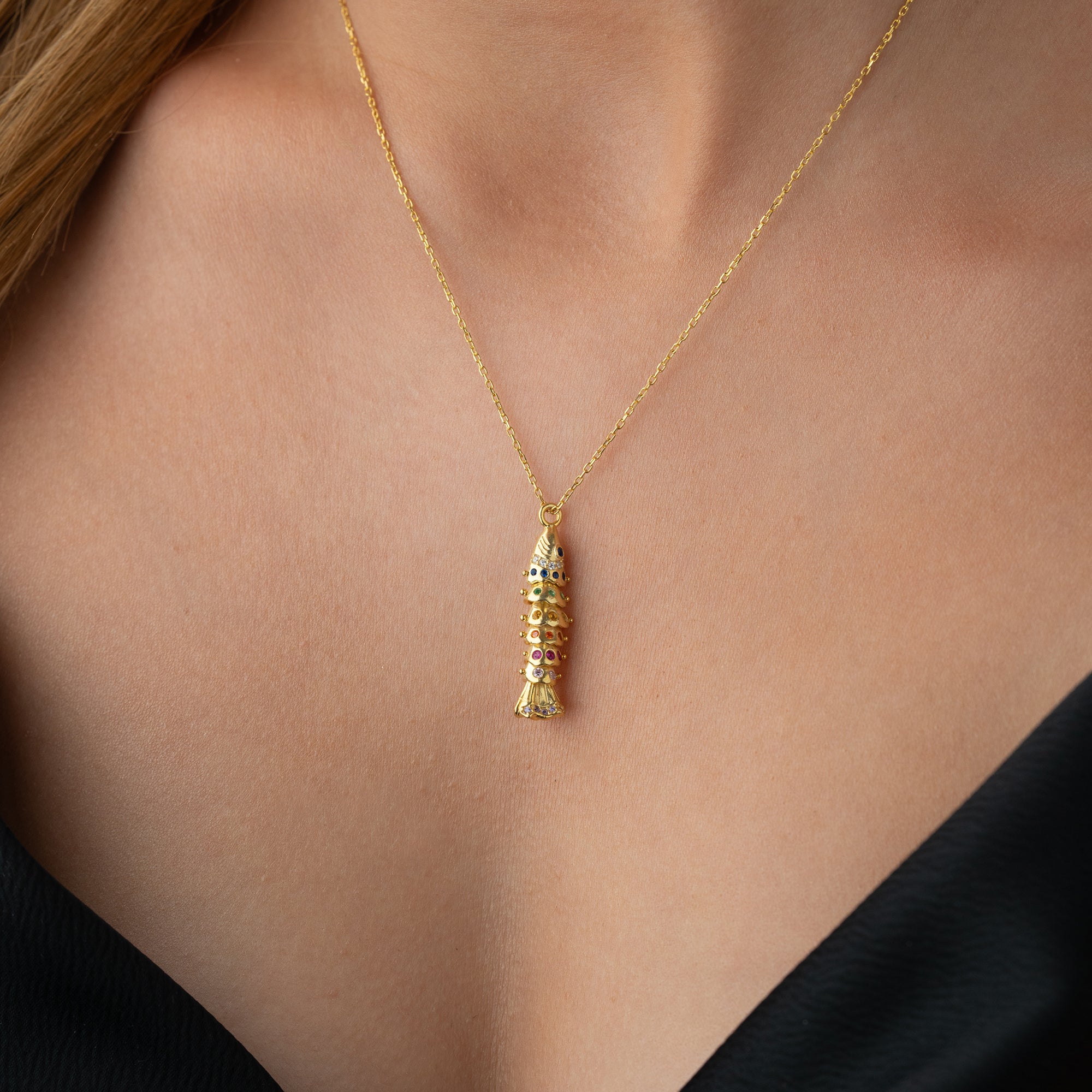 FÄRGRAD FISKKEDJA | 925 SILVER 