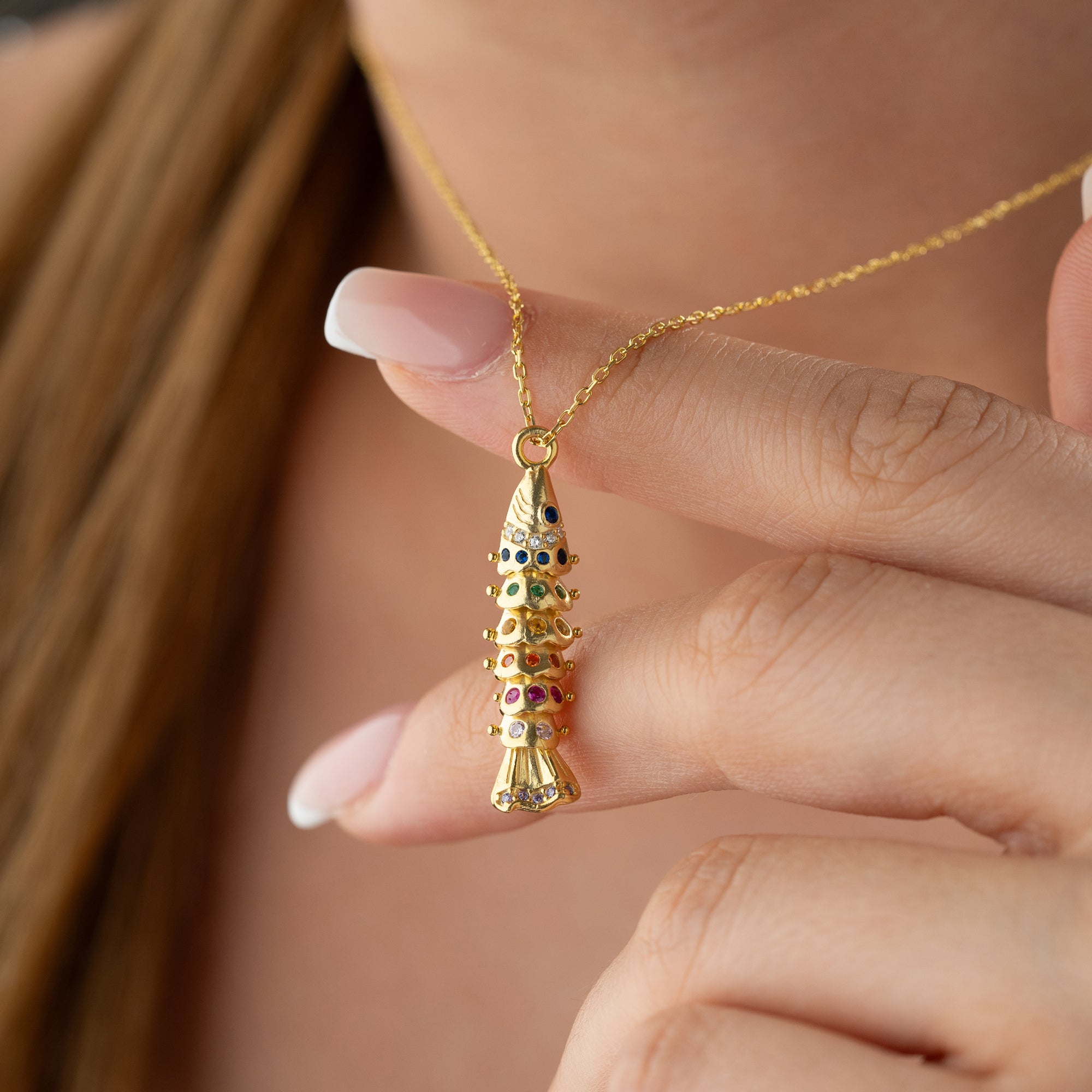 FÄRGRAD FISKKEDJA | 925 SILVER 