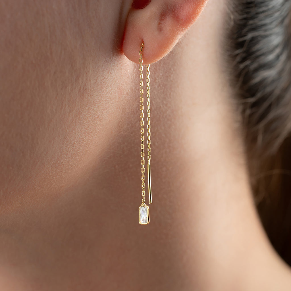 MINI BAGEUETTE ÖRONHÄNGAR | 925 SILVER