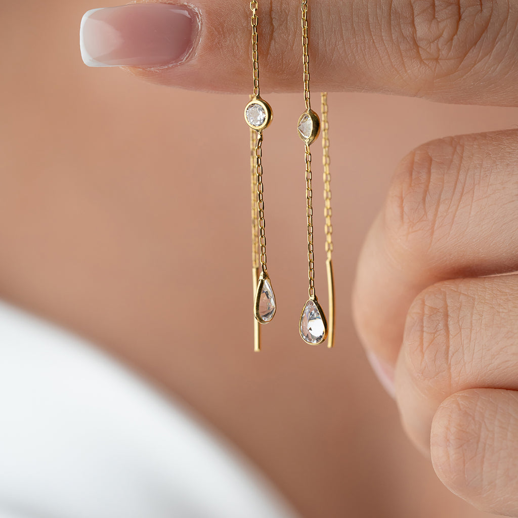 KNYTT DROPPE ÖGONHÄNGNING | 925 SILVER