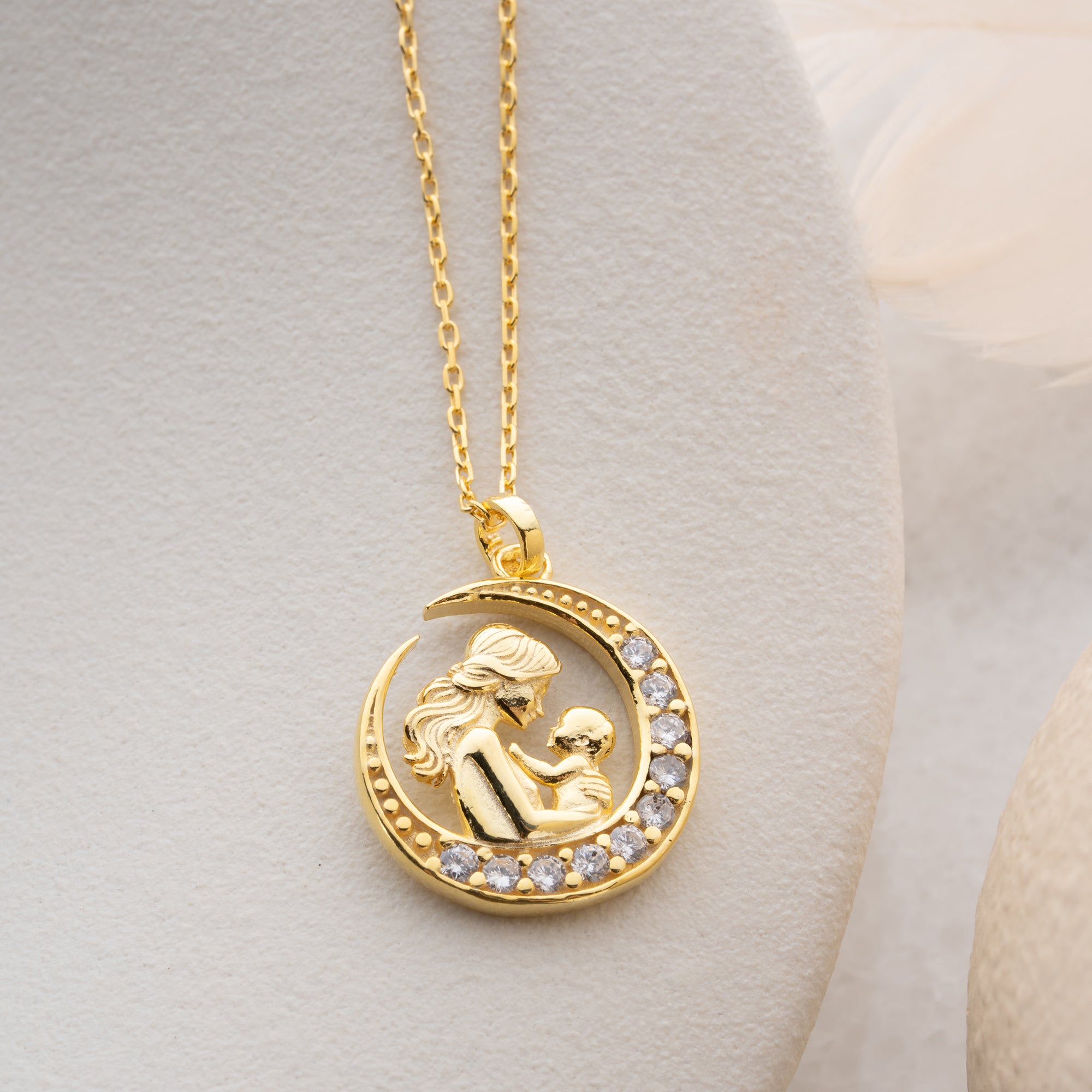 MAMMA & BARN MEDALJONG MED ZIRKONER | 925 SILVER