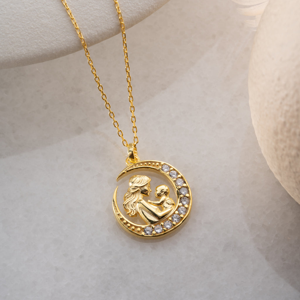 MAMMA & BARN MEDALJONG MED ZIRKONER | 925 SILVER