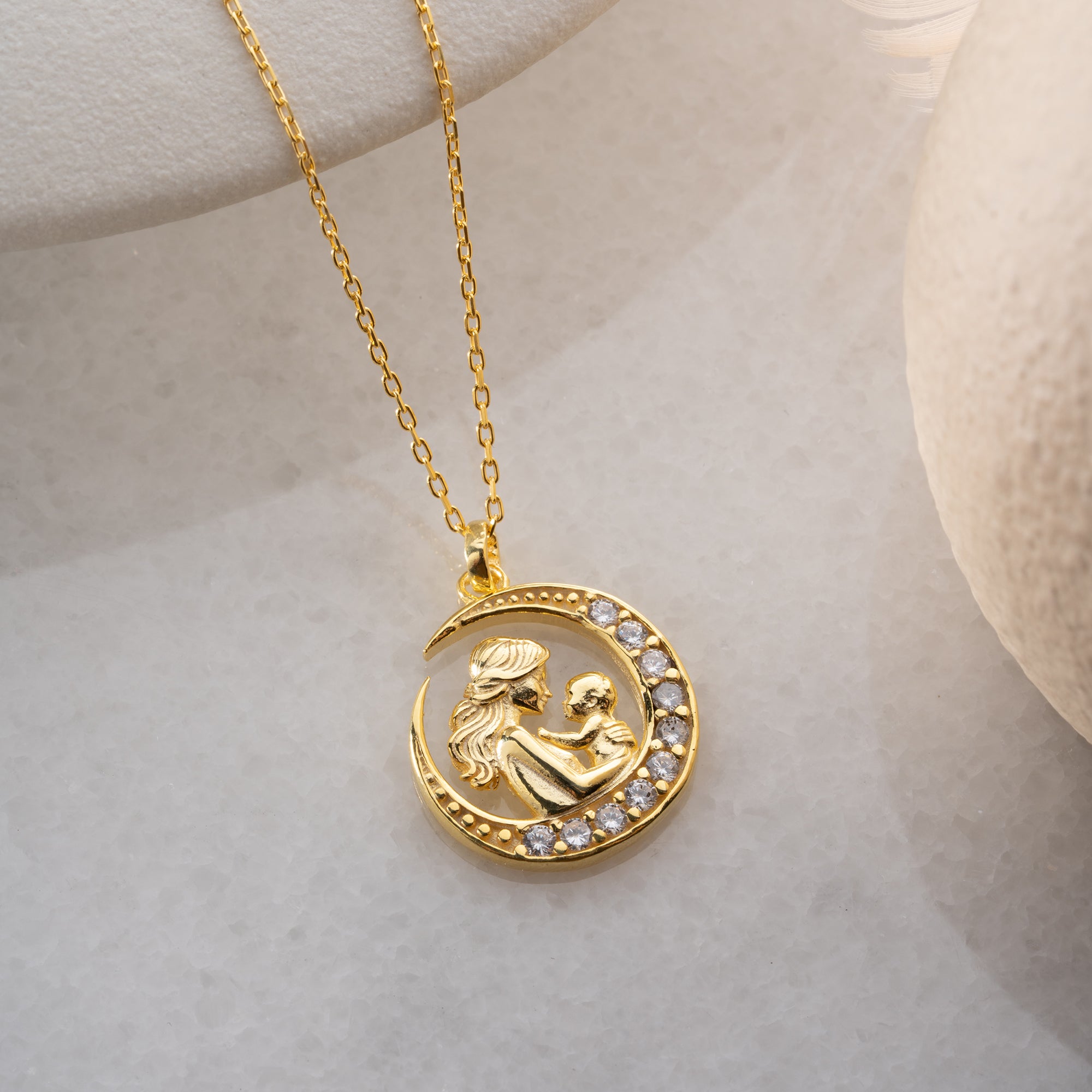 MAMMA & BARN MEDALJONG MED ZIRKONER | 925 SILVER