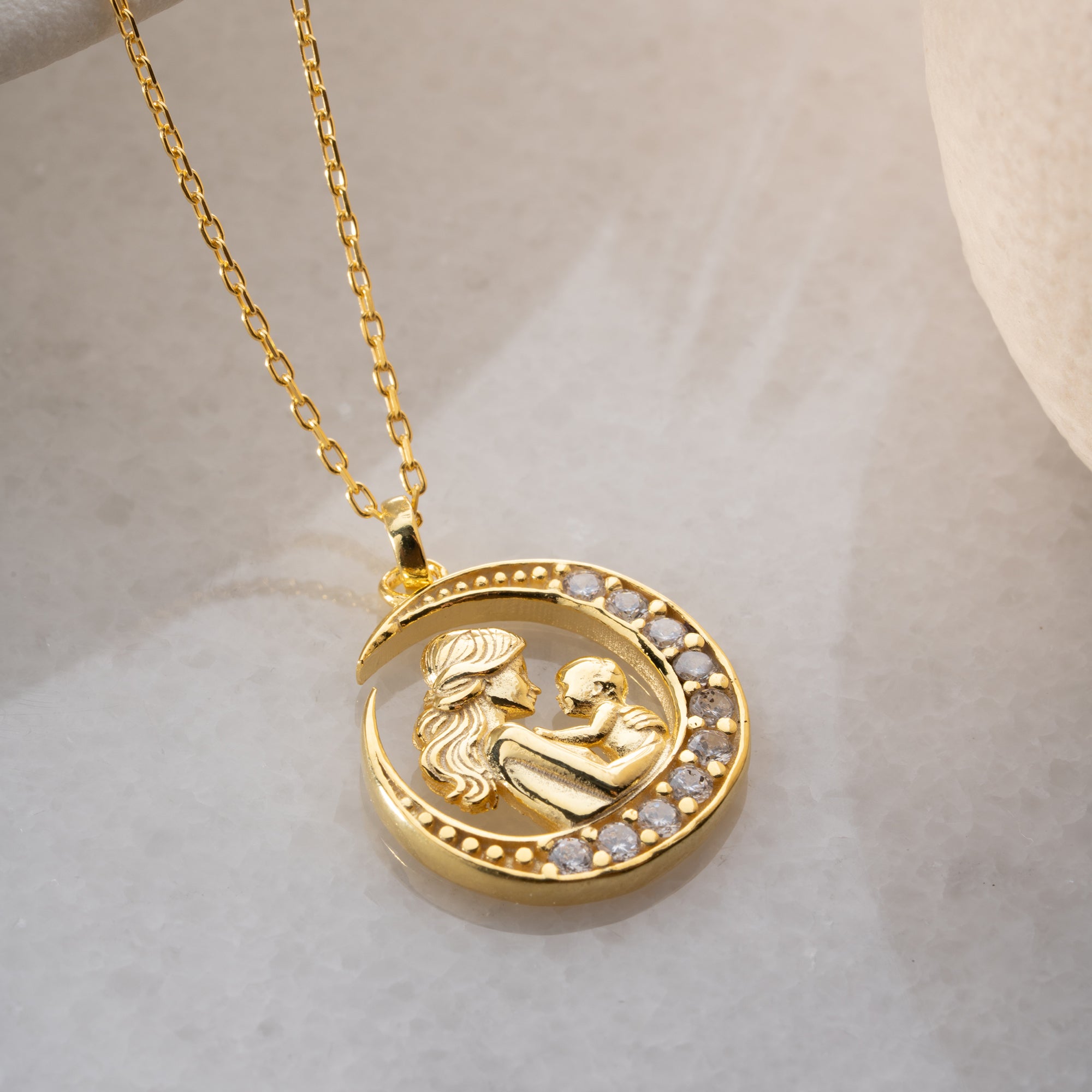 MAMMA & BARN MEDALJONG MED ZIRKONER | 925 SILVER