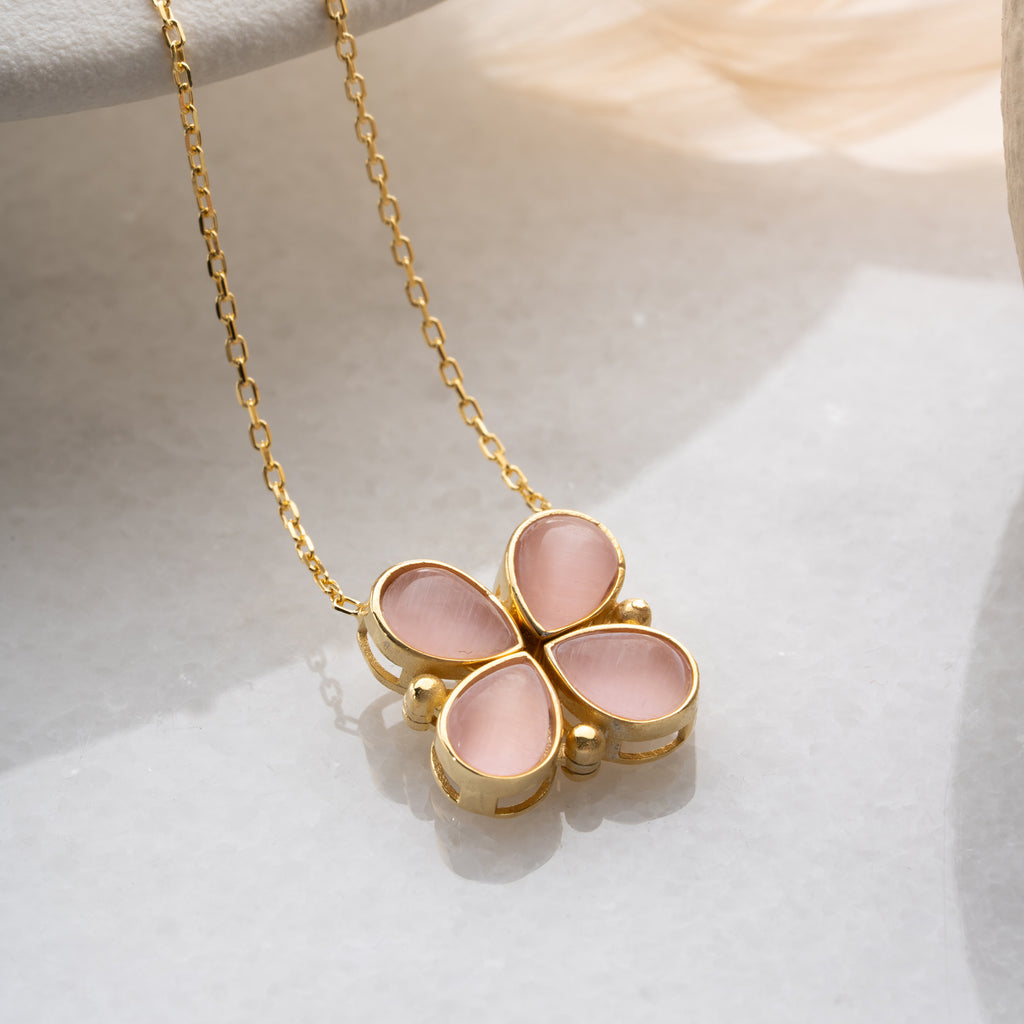 MEDALJONGHALSBAND MED ROSA BLOMMA | 925 SILVER