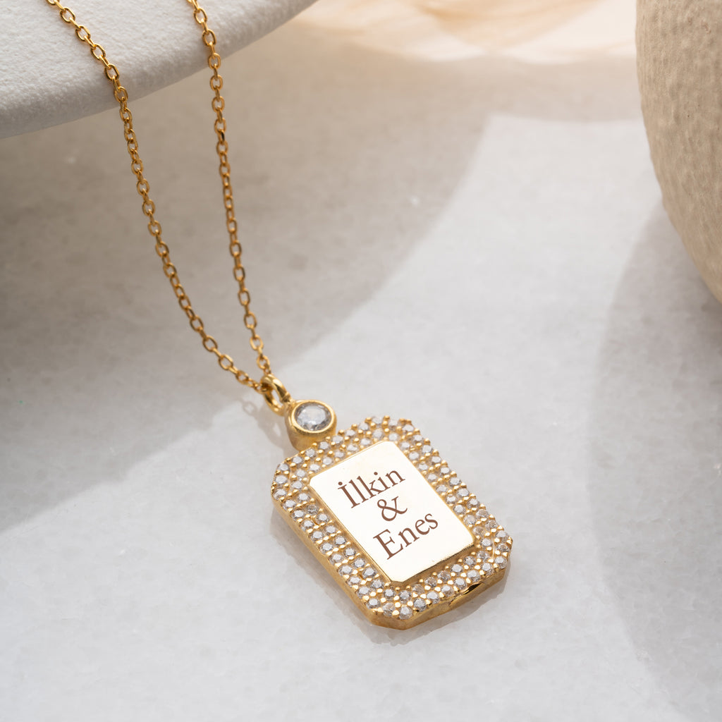NAMNHALSBAND MED ZIRKONER | 925 SILVER