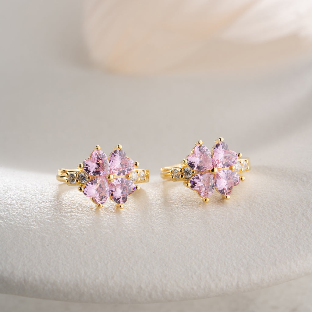 MINIMALISTISKA BLOMÖRHÄNGEN MED ROSA ZIRKON | 925 SILVER