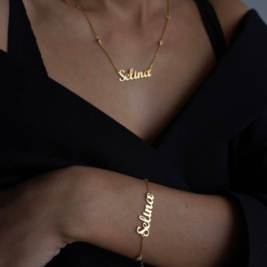 DUBBEL ZIRKONIA NAMNHALSBAND | 925 SILVER