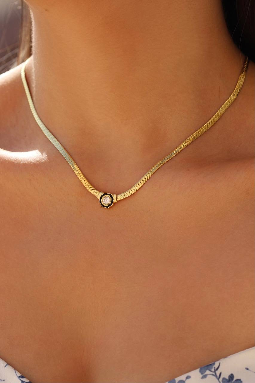 SNAKE BIG ZIRCONIA KEDJA | 925 SILVER